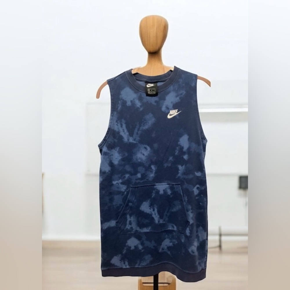 Nike Women's Blue Tie Dyed Knee Length Tank Top Dress - M